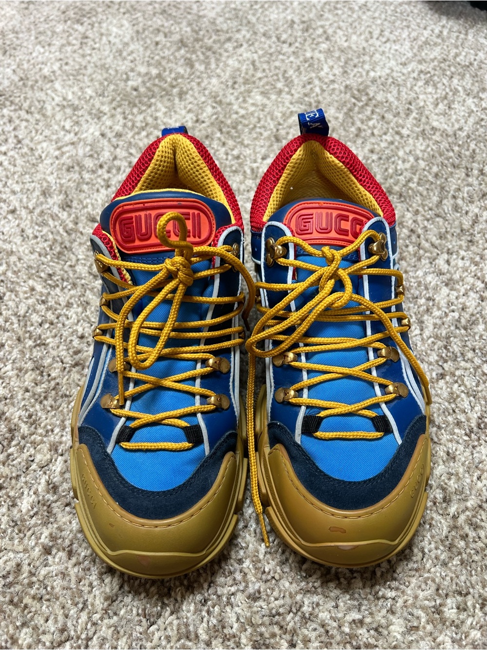GUCCI Flashtrek Leather & Mesh Sneaker In Blue Sz US 9.5